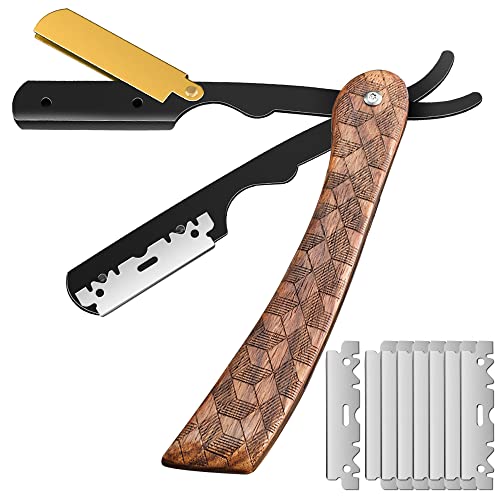 Barber Straight Razor with 100 Single Edge Blades Premium Stainless Steel Professional Shaver Razor for Men Home & Salon Grooming Using (NO.112)