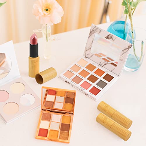 12Pcs Bamboo Empty Lipstick Tubes, Refillable 5.5g DIY Lip Balm Tube Containers with Rotable Plastic Inner, Cosmetic Lipstick Lip Gloss Case Holder For Women Girls Makeup (Black)