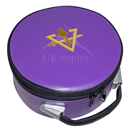 Masonic Cryptic Masons Royal & Select Crown Cap Case Purple Embroidered (R&SM Emblem) - Freemason Hat Carrying box