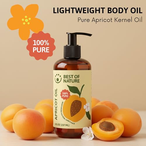 Best of Nature 100% Pure Apricot Oil ? Lightweight Massage & Body Oil, Unscented Moisturizer for Hair, Skin, Face, Ideal Carrier Oil for Essential Oils, Gallon (128 fl oz)