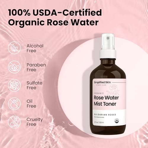 Rose Water Spray for Face & Hair ? Pure USDA Organic Rosewater Toner ? Refreshing Mist for Skin Care, Makeup & Locs ? Natural Rose Scent, 4 Oz (3 Pack)
