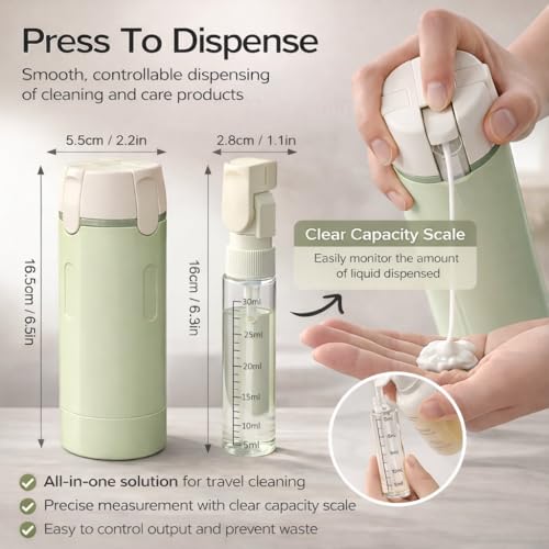 4-in-1 Travel Bottles for Toiletries, Travel Pump Bottle£¬Leak-Proof Shampoo Conditioner Lotion Dispenser with Pump, Compact No-Spill Toiletry Containers for Travel & Business Trips (Green)