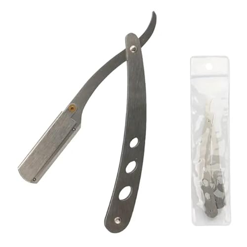 Straight Edge Barber Razor for Close Shaving - Professional Straight Blade Razor for Men (Silver)