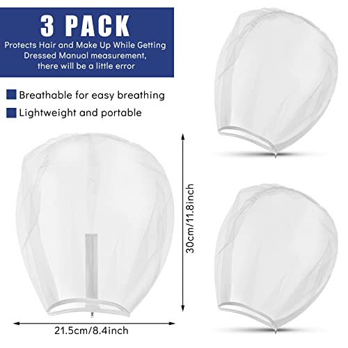 Flutesan 3 Pieces Makeup Protector Hood Protects Hair and Make up Nylon Chiffon Light Airy Makeup Hood Zipper Closure Face Cover Washable Hair Net Face Mask Cover for Women Beauty Weddings(White)