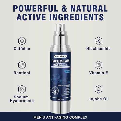 6-in-1 Face Cream for Men ? Mens Anti Aging Face Cream w/Caffeine & Retinol to Firm, Hydrate & Refresh Skin, Quick-Absorbing Non-Greasy Formula