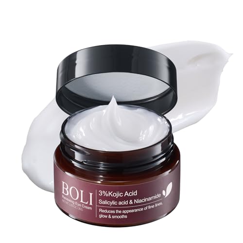 BOLI Kojic Acid Eye Cream, Salicylic acid Niacinamide Peptides for Puffy Bags Fine Lines Dark Circles, Under Eye Cream (1.05 oz)