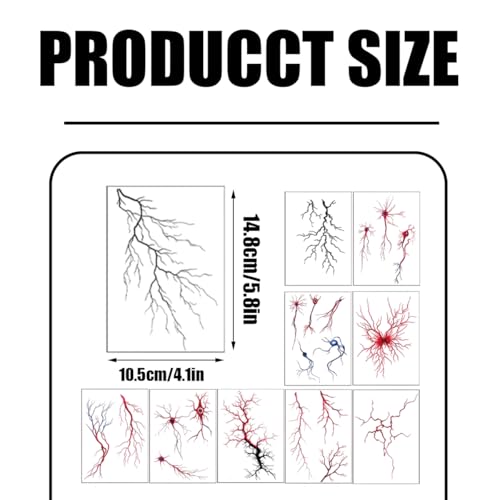 10 Sheets Temporary Tattoos Lightning Sick Wound Arm Fake Bloody Stitch Scab Sticker Masquerade Prank Makeup Props DIY Art for Women Men Adults Holiday party