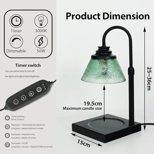 Candle Warmer Lamp with Timer Dimmable, Birthday Gifts for Women Mom, House Warming Gifts New Home Decor, Wax Warmer Lamp for Jar Candles with 2 Bulbs