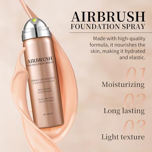 Air Brush Makeup Foundation Lightweight Breathable Spray Foundation Makeup for Mature Skin-02 Beige