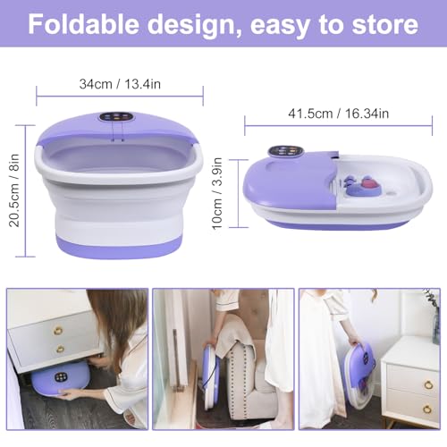 Collapsible Foot Spa Bath Massager with Heat Bubbles and Vibration Massage and Jets, 16OZ Tea Tree Oil Foot Soak Epsom Salt, WHALSTAR Foot Bath Bucket With Red Light & Remote