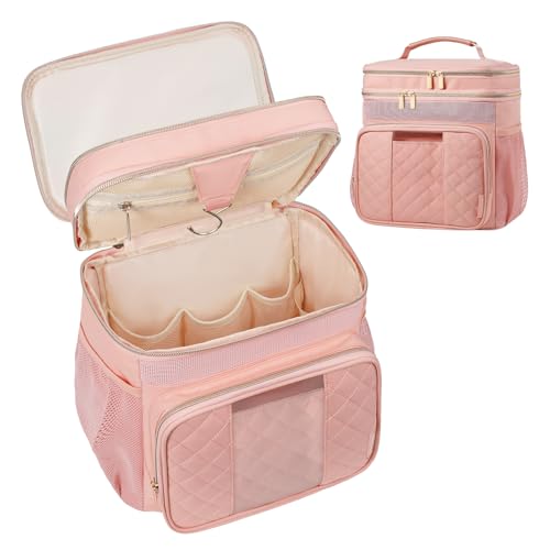 WOOMADA Toiletry Bag with Hanging Hook, Large Hanging Toiletry Bag for Women, Portable Shower Caddy for Travel, Breach, Gym, Camping(Pink)