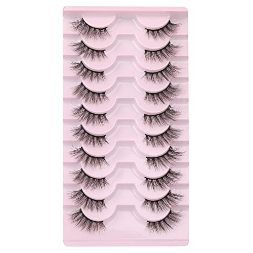 wiwoseo Half Eyelashes False Eyelashes Half Lashes Strip Natural Wispy Lashes Natural Look 14MM Eyelashes 10 Pairs Pack
