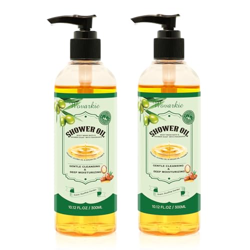 2 Pack Shower Oil with Organic Argan - Moisturizing Body Wash for Women, Natural & Vegan, for Sensitive Skin - Deep Hydration & Silky Smooth Feel (Rooftop Garden)