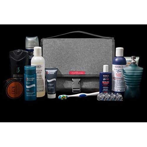 LeanTravel Hanging Toiletry Bag for Travel w/ 5 Pockets & 7 Day Plastic Pill Case Organizer