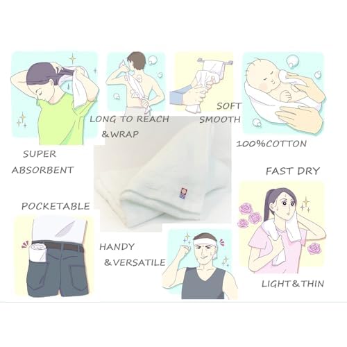 Soft Airy Washcloths 100% Cotton White 13" x 30" Sets of 1, 3, 5 and 10 Towels Made in Imabari Japan (3)