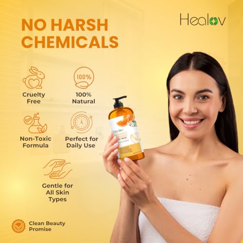 Turmeric Body Wash ? Natural Skin Brightening Soap for Dark Spots & Hyperpigmentation ? Exfoliating Turmeric Face & Body Wash for Scars, Glow & Gentle Daily Cleansing ? Plant-Based Liquid Bath Soap