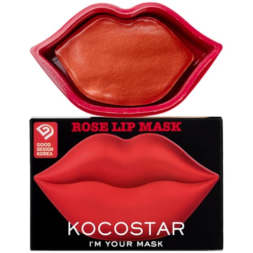 KOCOSTAR Rose Collagen Hydrogel Lip Mask with Niacinamide, Multi Functional Hydrating Lip Care for Dry and Chapped Lips, Hypoallergenic and Paraben Free, Korean Skincare (20 Count)