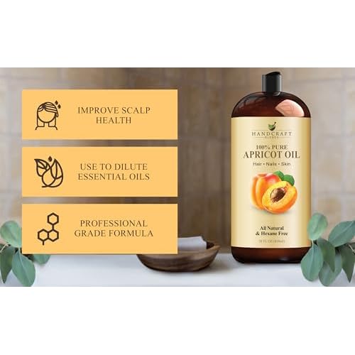 Handcraft Blends Apricot Kernel Oil - Cold-Pressed 28 Fl Oz - 100% Pure and Natural - Premium Grade Carrier Oil for Skin and Hair - Hair and Body - Massage - Hexane-Free