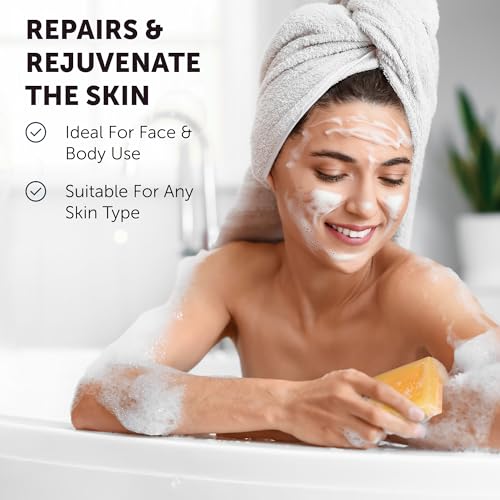 VALITIC Kojic Acid Dark Spot Remover Soap with Turmeric, Vitamin C, Retinol - Original Japanese Complex - Hyaluronic Acid, Vitamin E, Shea Butter, Castile Olive Oil - 3 Pack Bundle with African Net