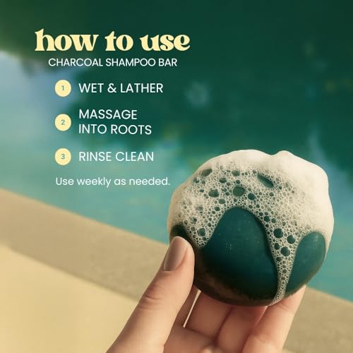 The Beachwaver Co. Charcoal Shampoo Bar | Clarifying, Sustainable Shampoo Bar with Organic Coconut Oil & Shea Butter for Hydrated Hair & Healthy Scalp | Fragrance-Free, Vegan, Easy for Travel