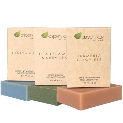 Soap - Made with Natural and Organic Ingredients. Gentle Soap. 1 Turmeric Soap - 1 Anica & Mint Soap - 1 Dead Sea Mud & Neem Soap - 4.5oz Bar