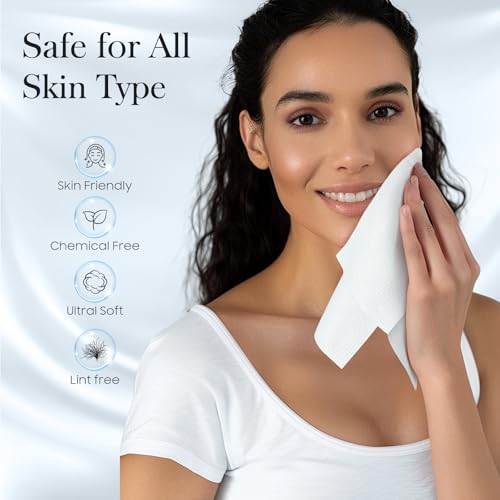 2 Pack of 50 count XL Disposable Face Towels 10¡± x 12¡±, 100% Viscose Fibre, Soft & Skin Friendly Face Towelettes Disposable, Facial Tissue Wipes for Women Cleansing