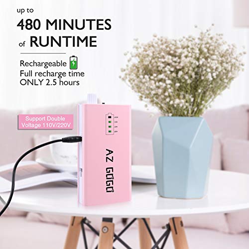 30000RPM Portable Nail Drill Machine, AZ GOGO Professional Rechargeable Electric Efile Nail Drill for Acrylic Nails, Manicure/Pedicure, Polishing, Cuticle - Salon or Home Use£¨Pink£©