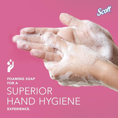Scott Professional Foam Hand Soap with Moisturizers (11280), 1.5 L, Foaming, Pink, Floral Scent, Under-Counter Refills for Kimberly-Clark Professional Top Mounted Dispensers (2 Bottles)