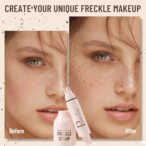 Faux Freckle Stamp Pen, Freckle Pen Waterproof, Long-Lasting Fake Freckles, Tool for Natural and Lifelike Sunkissed Face Freckle Makeup, Quick Dry 5-Point Faux Freckles Stamp Last 24Hrs (2# Medium)
