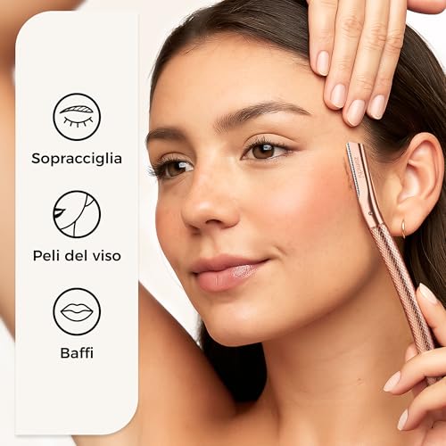 Rose Gold Eyebrow Razor with 10 PCS Replacement Blades