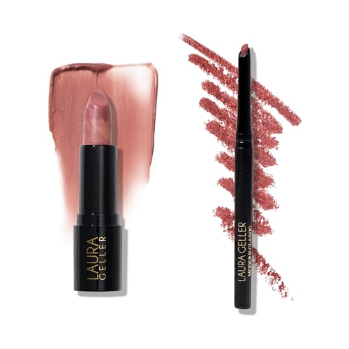 LAURA GELLER NEW YORK Italian Marble Sheer Lipstick, Al Fresco + Modern Classic Lip Liner, Major Mauve