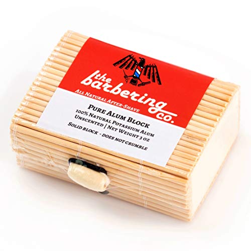 Large Alum Block in Bamboo Case | 100% Natural Potassium Alum Stone/Bar | Styptic, Anti-Ingrown Hair Aftershave for Men | 3oz