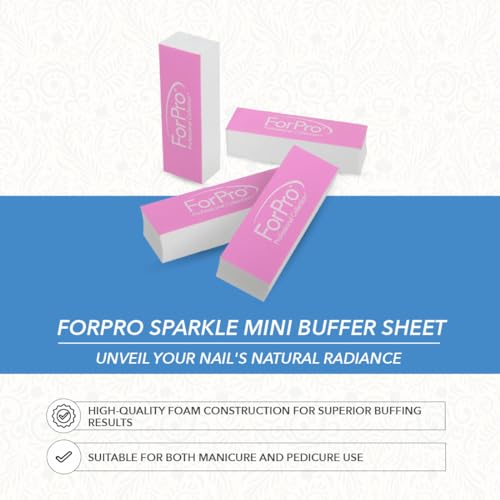 ForPro Professional Collection Sparkle Mini Buffer Sheet, Pre-Cut, Double-Sided Manicure & Pedicure Nail Buffers, Pink 400/White 4000 Grit, 39-Count (Pack of 6)