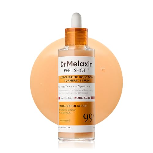 Dr. Melaxin Peel Shot Kojic Acid Turmeric Serum ? Exfoliating Dark Spot Corrector with AHA/BHA & Niacinamide, Brightening & Even Tone Facial Serum (80ml / 2.70 fl oz)