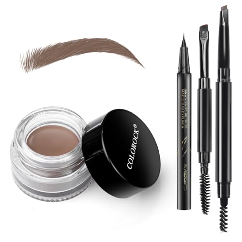 Eyebrow Pomade Pencil Liner Kit for Eyebrows Makeup with Waterproof Eyebrow Pencil, Eyeliner,Dual-ended Eyebrow Brush and Waterproof Smudge-proof Eyebrow Pomade 7g-Soft Brown