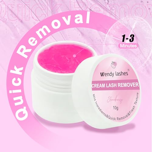 Lash Extension Remover Cream Eyelash Extension Remover Low Irritation Dissolves Powerful Eyelash Glue Remover for Salon Lash Glue Remover(Strawberry 10g)