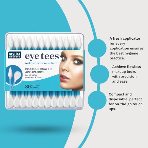 Fran Wilson EYE TEES COTTON TIPS 80 Count (6 PACK) - Precision Makeup Applicator, Double-sided Swabs with Pointed and Rounded Ends for Perfect Blending, Effective Cleaning and Precise Touch-ups
