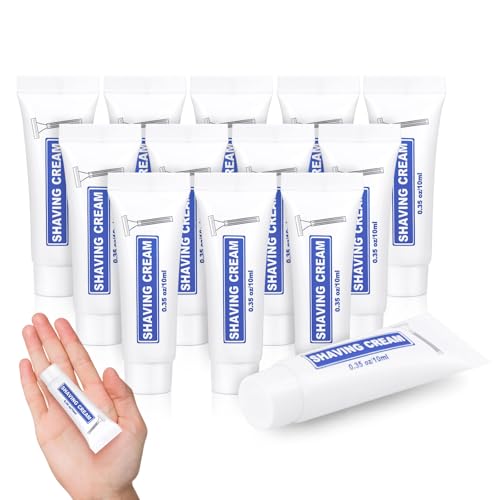 25 Pack Travel Size Shaving Cream Bulk,10ml/0.35fl oz Individually Wrapped Mini Disposable Shaving Cream in Bulk 1.2x2.8 inch Travel Size Toiletries Amenities for Guests,Homeless,Charity