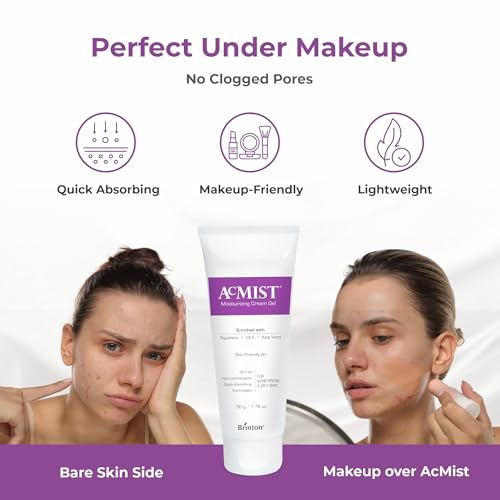 Acmist Moisturizing Cream Gel for Oily & Acne-Prone Skin | Oil-Free, Non-Comedogenic, Quick Absorbing & Makeup Friendly | With Vitamin E, Aloe Vera & Squalane | For Men, Women & Teens | 50g/1.67 oz.