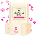 LOVERY (3-Pack Goat Milk Soap Handmade Made in USA with Organic Shea Butter - Hydrangea Rose Goats Milk Soap Bar - All Natural Soap Bar Made with Organic Goat Milk