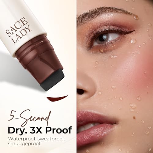 SACE LADY Dual-Ended Eyeliner Stamp, Foldable Eyeliner Stamp Pen for Perfect Wings Cat Eyes ? Long Lasting, Waterproof, Smudge-Proof, Quick & Easy Winged Eyeline Tool (02 Brown)
