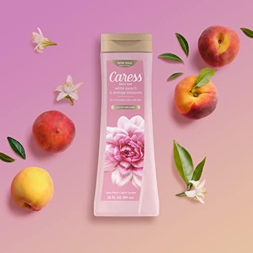 Caress Body Wash With Silk Extract For Noticeably Silky, Soft Skin Daily Silk Body Soap With White Peach & Orange Blossom 20 fl oz