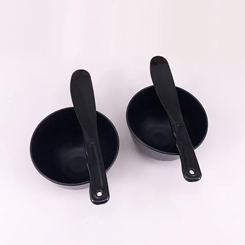 lasenersm 2 Pieces Rubber Facial Mask Mixing Bowl With Plastic Spatula Facemask Bowl Mud Mask Mixing Bowl DIY Skin Care Mixing Tool Kit for Lady Women Home Beauty Salon Use, Black