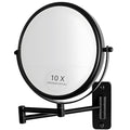 JANEEVA 8" Wall Mounted Makeup Mirror, 1X/10X Magnifying Mirror with 360¡Æ Extendable Arm, Double Sided Bathroom Vanity Mirror for Man & Woman (Matte Black)