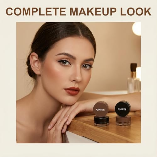 2 in 1 Black and Brown Gel Eyeliner Set Water Proof Smudge Proof, Last for All Day Long, Work Great with Eyebrow, 2 Pieces Eye Makeup Brushes Included