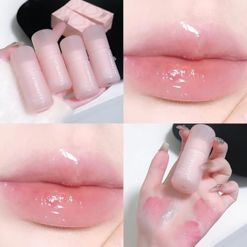 Petansy Hydrating Lip Gloss,4 Colors Plumping and Moisturizing Glaze Tint, Water Mirror Liquid Lipstick, Long-lasting Highly-Pigmented Korean Lip Glaze Natural Lip Makeup