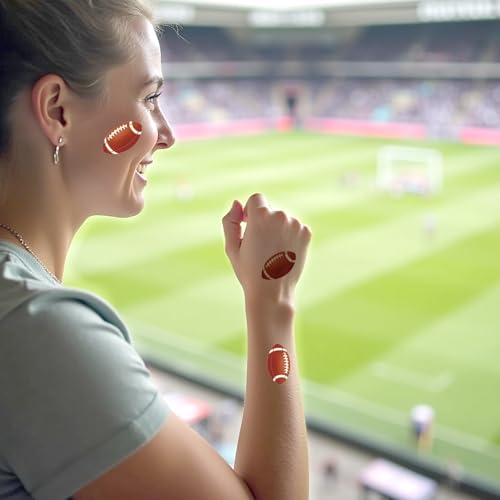 192Pcs Football Pre-Cut Tattoos Stickers, Football Face Tattoos for Game Day Birthday Celebrations School Events, 16 Sheets