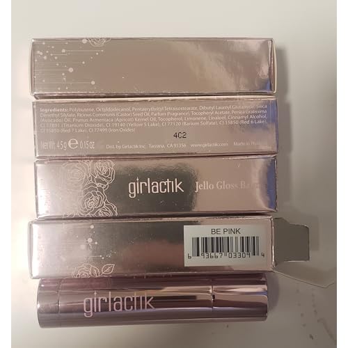 Girlactik Jello Gloss Lip Balm - Original Lip Care with Vitamin E, Aloe Vera, Avocado and Apricot Kernel Oil for Hydrating, Moisturizing Lip Balm with Glossy, Smooth, 4.5 g / 0.15 oz (Be Pink)
