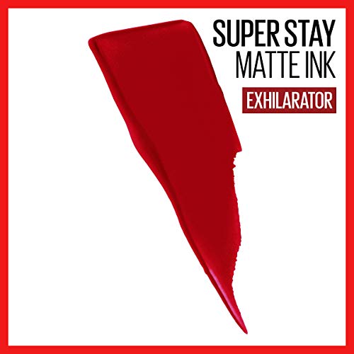 MAYBELLINE Super Stay Matte Ink Liquid Lipstick Makeup Long Lasting High Impact Color Up to 16H Wear Exhilarator Ruby Red and Voyager Deep Red