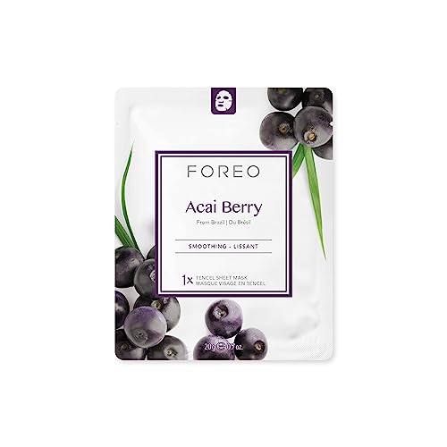 FOREO Acai Berry Firming Sheet Mask for Dry and Aging Skin, 3 pack, Hydrating, Antioxidant, Restoring Clean Forumula, Cruelty-free, Compatible with UFO devices